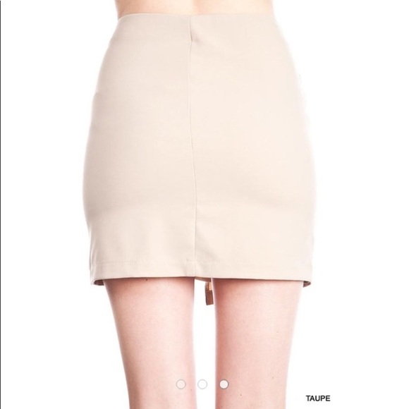 Khaki Asymmetrical Mini Skirt - Picture 3 of 4